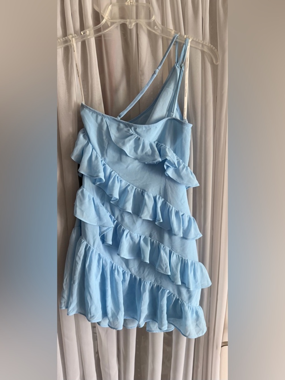 Lovers + Friends Revolve Dawn Light Blue One-Shoulder Ruffle Mini Dress XS - Picture 4 of 8